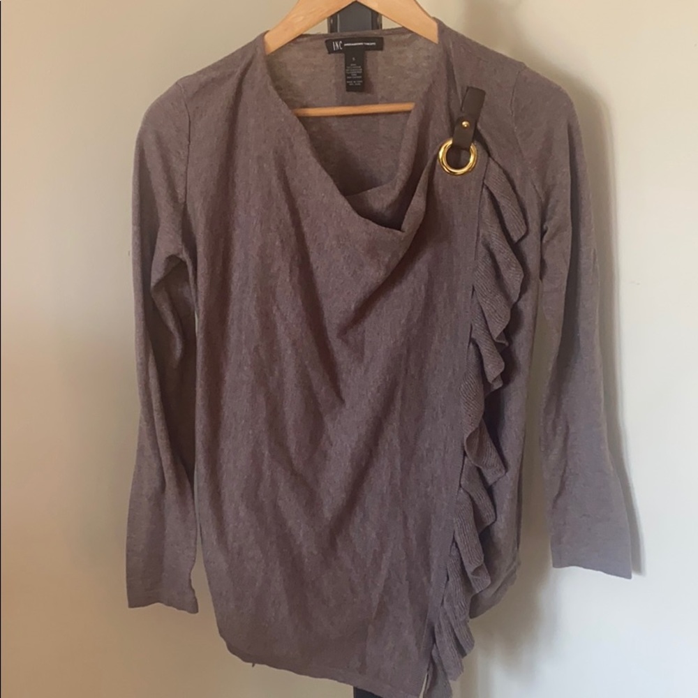 INC Brian Cross Front Blouse with Ruffles